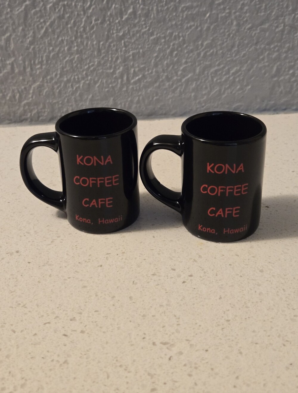 Kona Coffee Cafe MINI Black Ceramic Mugs - Set of 2 HAWAII BIG ISLAND